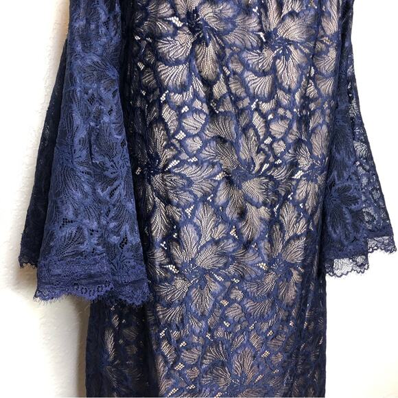Trina Turk Akamai Lanai navy blue lace overlay off shoulder dress size 8 NWT - Picture 13 of 16